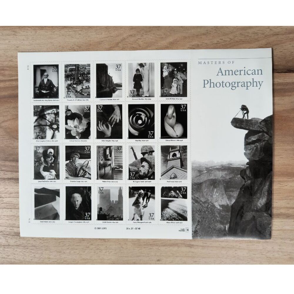 2001 USPS Masters of American Photography 37¢ Stamp Sheet Mint NH Collectible